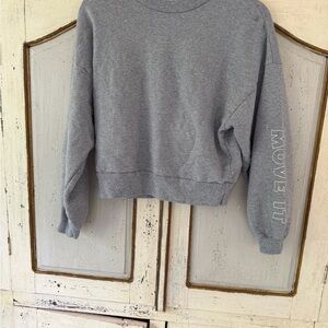MOTHER Gray Sweatshirt with Sleeve Print